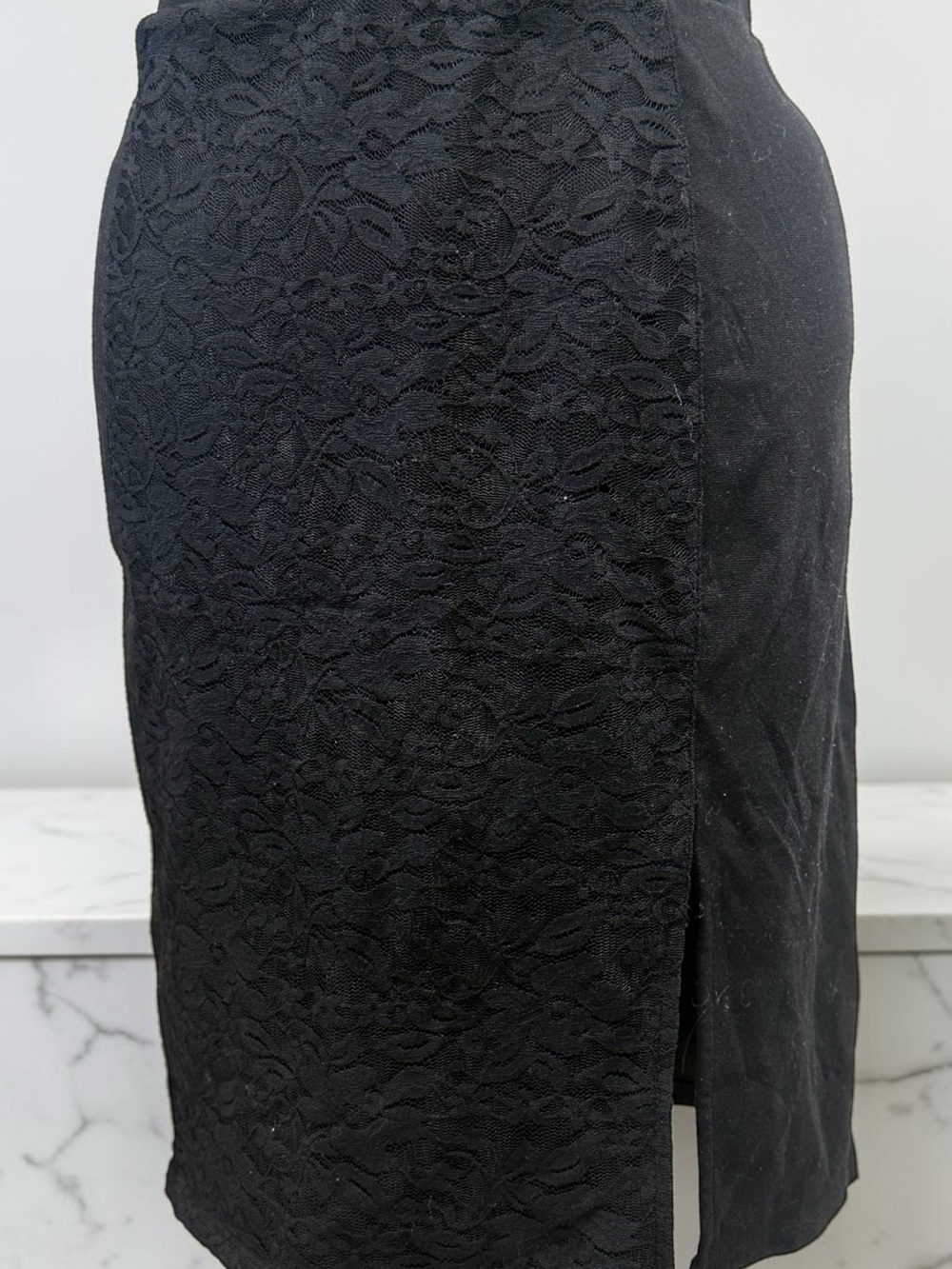 Guess Black Lace Pencil Skirt with Side Slit